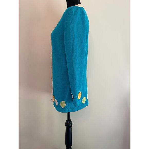 J.S.S knitwear Jacket suit small women’s Blue cream colorful button detail wool - Picture 4 of 11